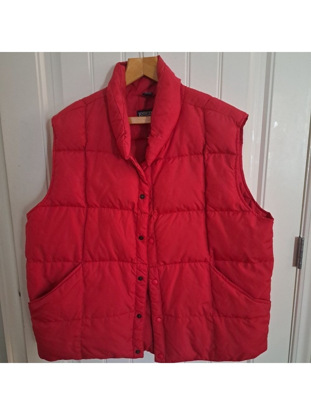 VTG Mens LANDS' END lightweight Down Puffer Vest RED XL 46-48